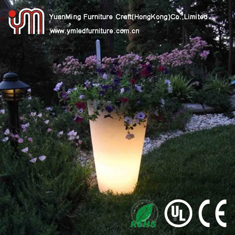

New LED glowing flower pots, garden landscape decoration, outdoor waterproof remote control, colorful green plants