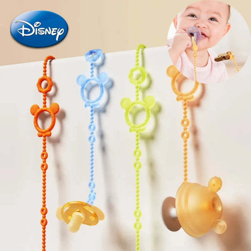 

Disney Baby Pacifier Clips Teether Mickey Mouse Cute Cartoon Figures Silicone Chain Molar Toy Anti-drop Anti-lost Holder Gifts