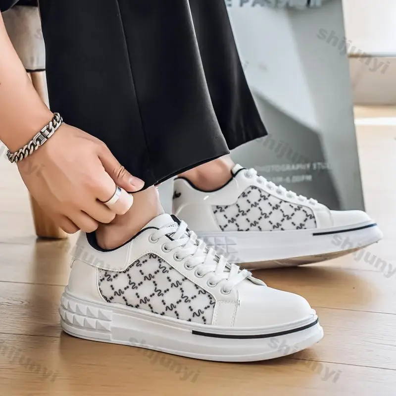 

Мужские кроссовки, летняя дышащая нескользящая повседневная обувь, увеличивающая рост, удобная модная уличная спортивная обувь на плоской подошве с перекрестной завязкой