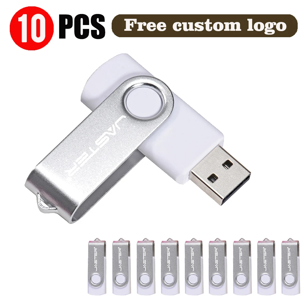10PCS Lot Free Custom Logo USB Flash Drive 128GB Business Gift Memory Stick 64GB Rotatable Pen Drive 32G Real Capacity USB Stick