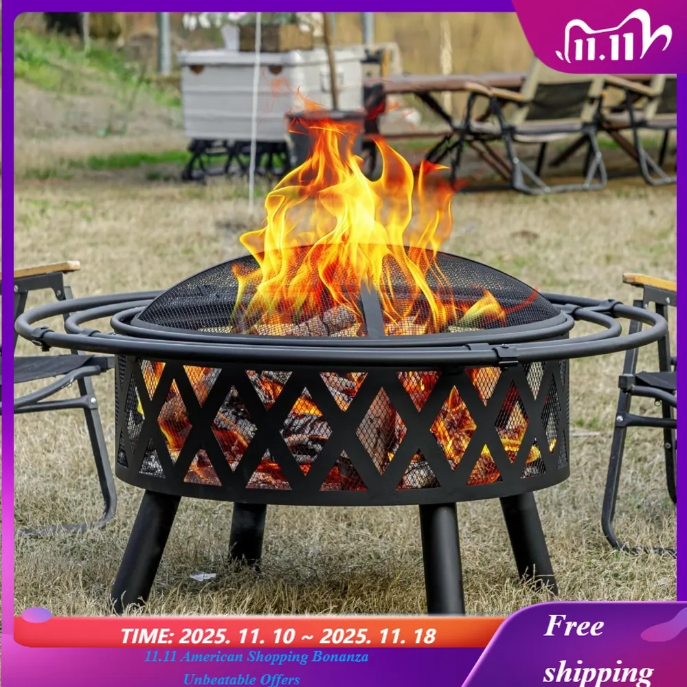 

Деревянная костра с 2-мя петлями, уличная яма с искровым экраном и покером, каминная камера перекрестного переплетения для наружного покера