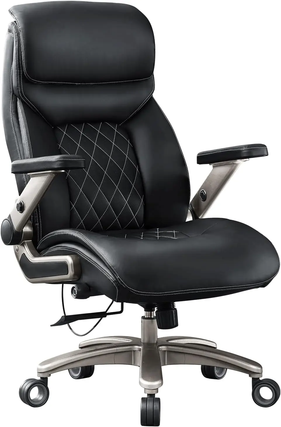 

Big and Tall Office Chair with 5D Flip Arms, 600LBS PU Leather Executive Office Chair, Adjustable Lumbar Support 3'' Double Spac