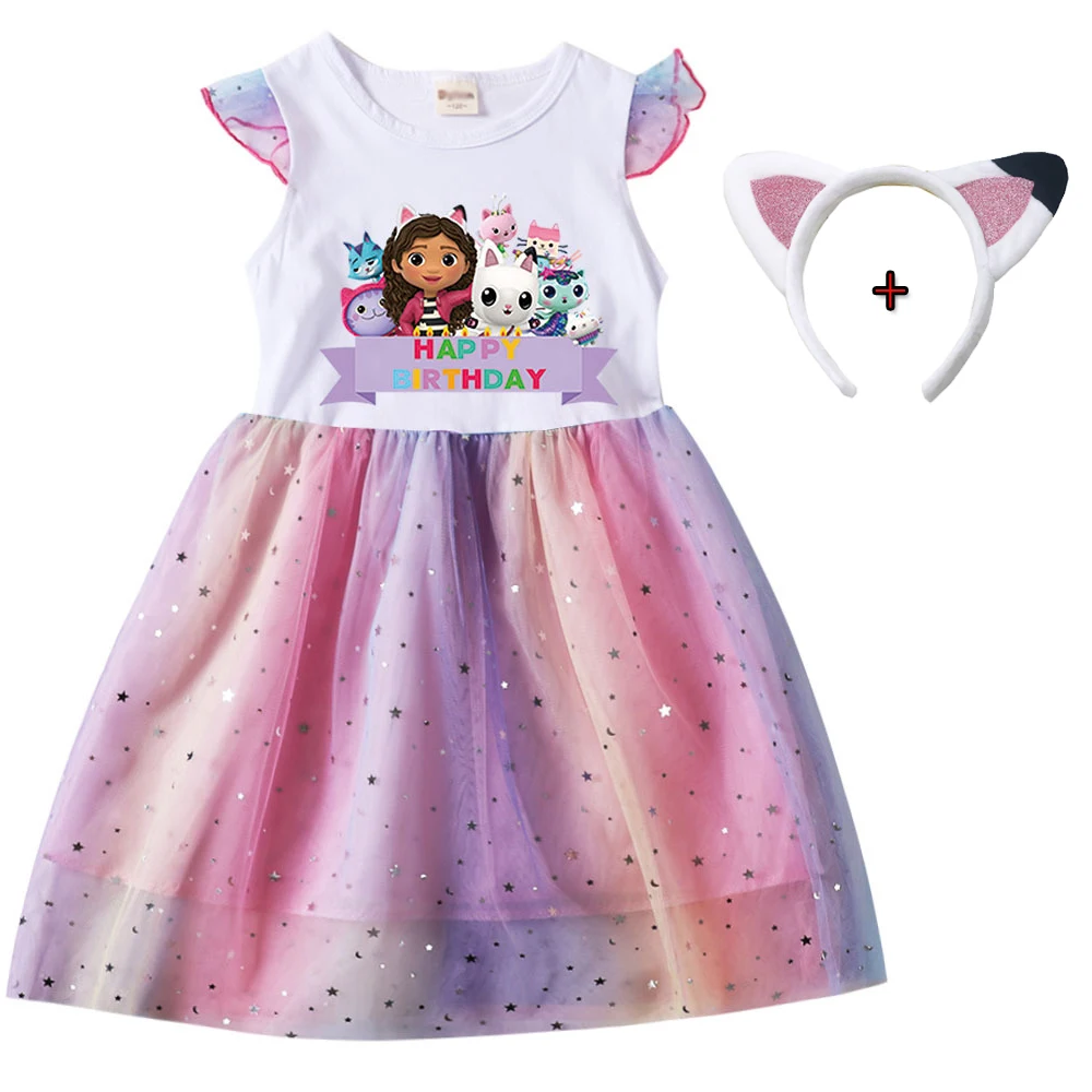 Kids Girls Clothing Baby Girl La Casa De Muñecas De Gaby Dresses Cartoon Children Sport Causal Dress Gaby Happy Birthday Gift