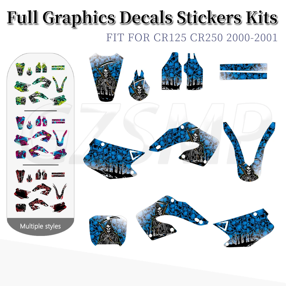 

Подходит для HONDA CR125R CR250R 2000 2001 CR 125R 250R, полная графика, наклейки, деко, комплект фона