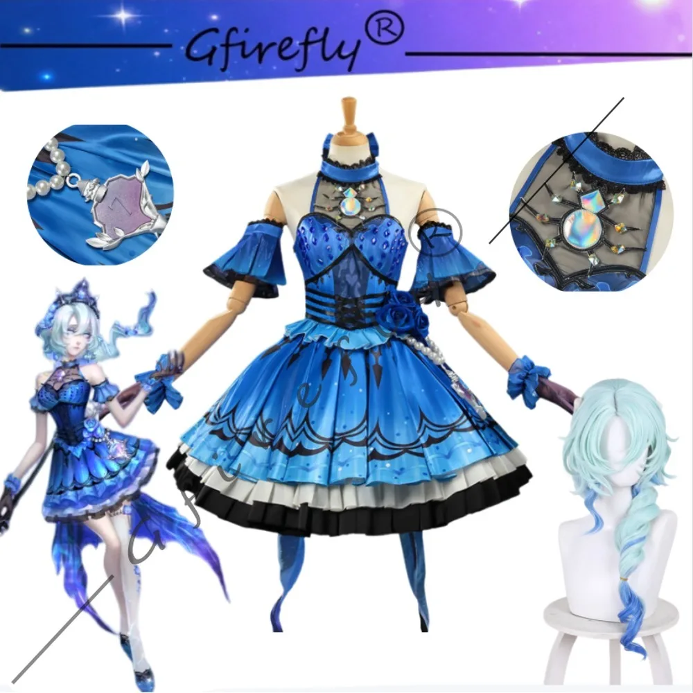 

Identity V Truth and Inference Naiad Dreamwalker Cosplay Costume Exquisite Blue Dress Wig Full Set Women Game Halloween Outfit
