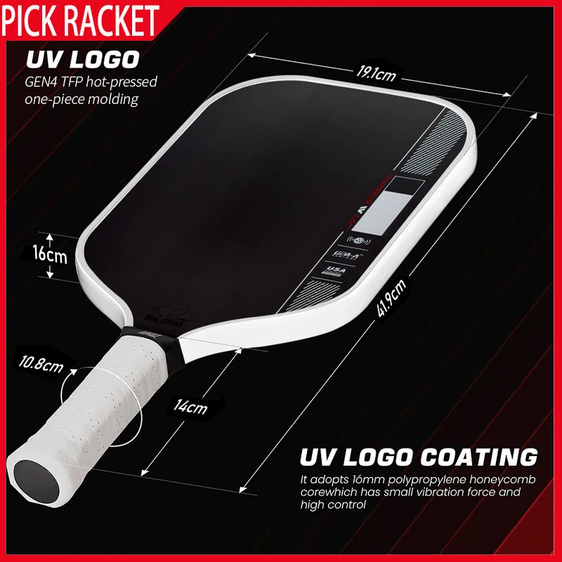 

Профессиональная ракетка для пиклбола T700 из углеродного волокна четвертого поколения с горячей прессовкой и интегрированным формованием для точного контроля мяча