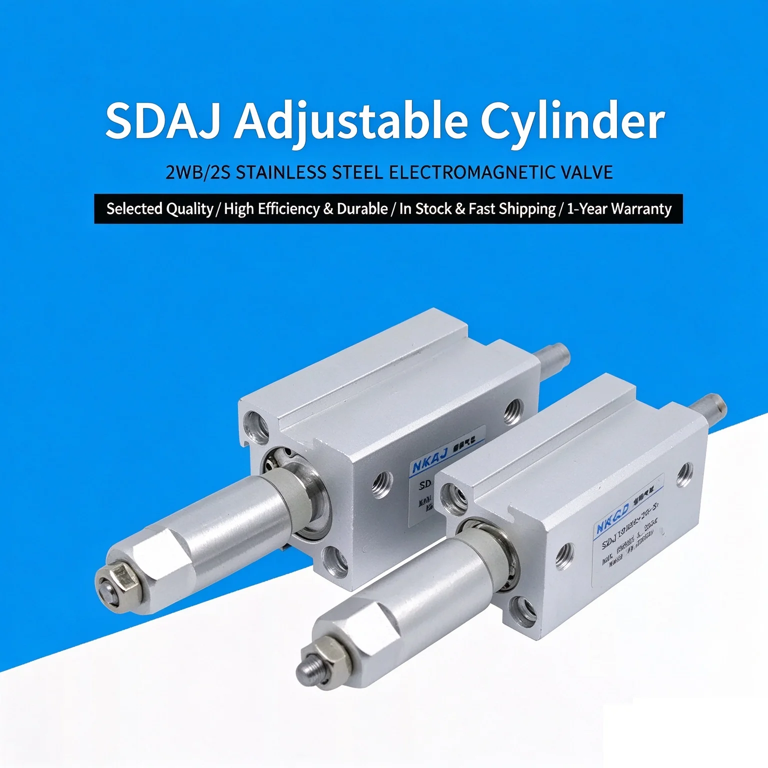 Double Acting Piston Aluminum Alloy Adjustable Stroke Compact Thin Air Pneumatic Cylinder SDAJ20/25/32/40/50/63/80/100