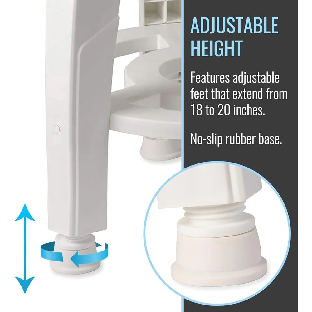 Kursi Mandi Putar dengan Rak Penyimpanan, Kursi Mandi Berputar, Perakitan Tanpa Alat, Kursi Mandi dengan Ketinggian yang Dapat Disesuaikan, Kapasitas 400 lbs