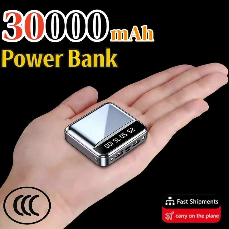 30000mAh Mini Power Bank Ultra-long Battery Life Lighting Fast Charge LED Digital External Battery for iPhone Huawei Samsung