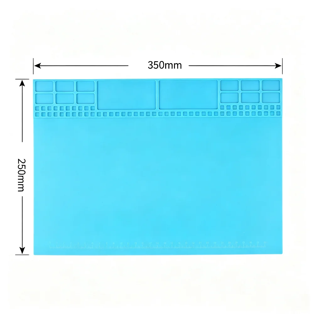 Maintenance Insulation Pad Silicone Mat 350*250mm with Slots Back Magnetic High-temperature Resistant Repairing Phone Soldering