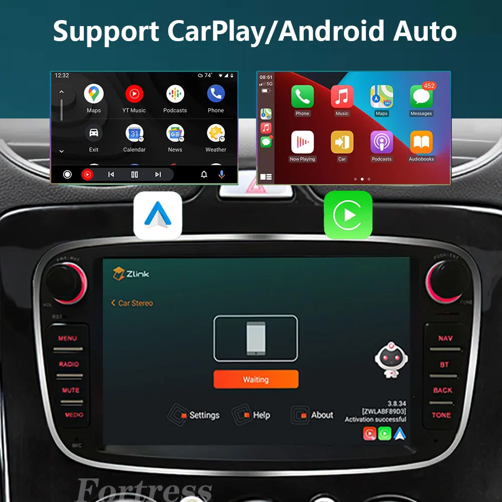 Car Radio Android 2Din for Ford Focus Mondeo S-Max C-Max Galaxy Kuga 2008-2011 7 Inch Multimedia Carplay Display Autoaudio GPS