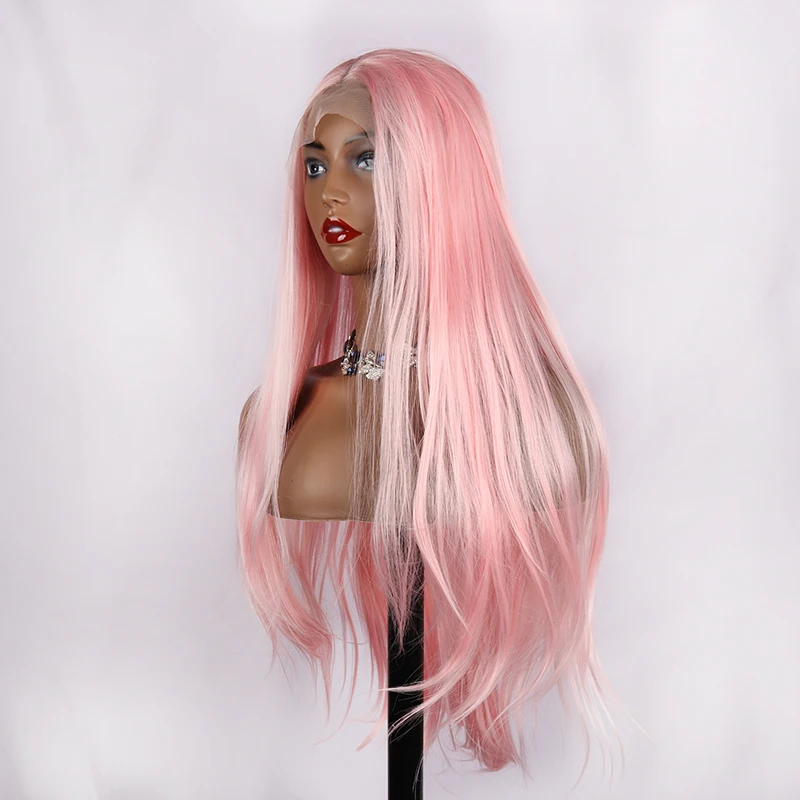 oley Fashion Straight Wig Synthetic Lace Front Wigs Pink Female Lace Wig 13X3 For Black Women Cosplay Hair Daily Use