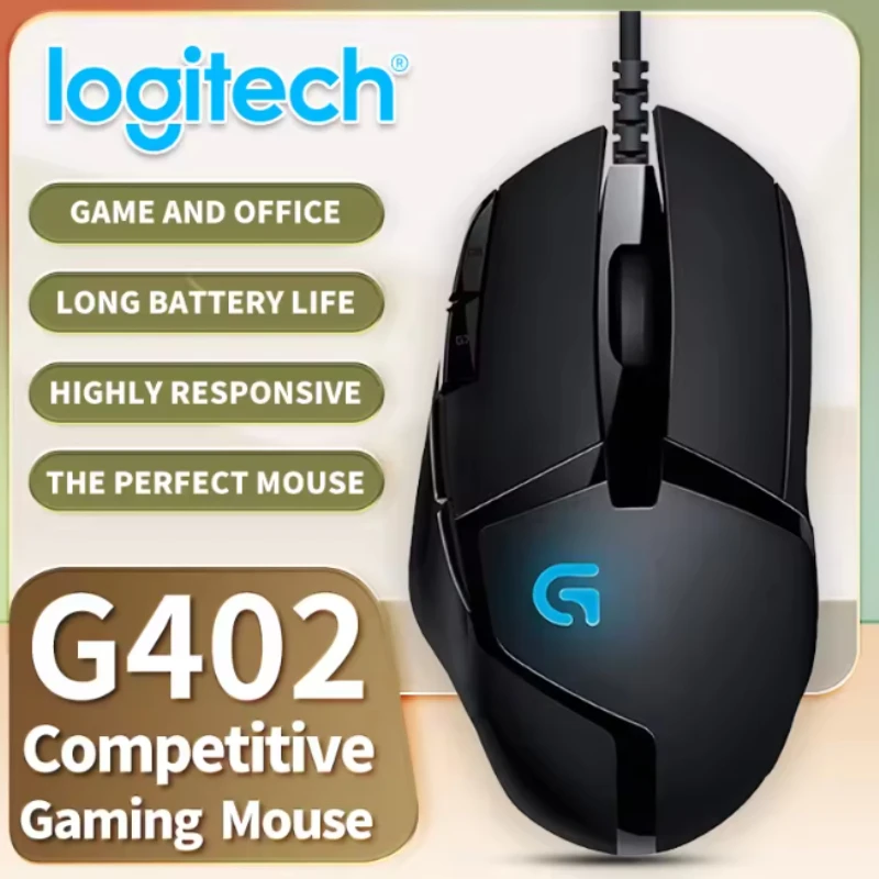 ماوس الألعاب Logitech G402، مجهز بمحرك بصري عالي الأداء، تخصيص 8 أزرار، يساعد على النصر في اللعبة.