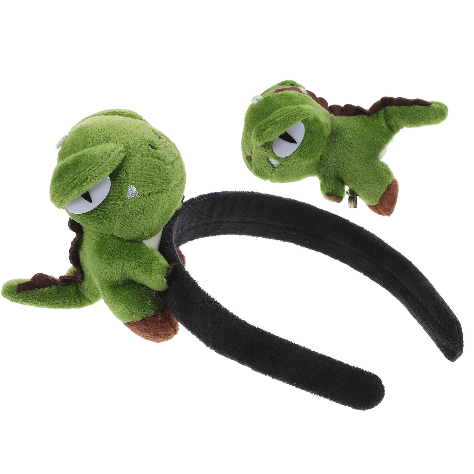 

2 Pcs Hair Pins Dinosaur Headband Costume Clip Hoop Kid Cartoon Hairpin 22x125x2cm Halloween Green Child