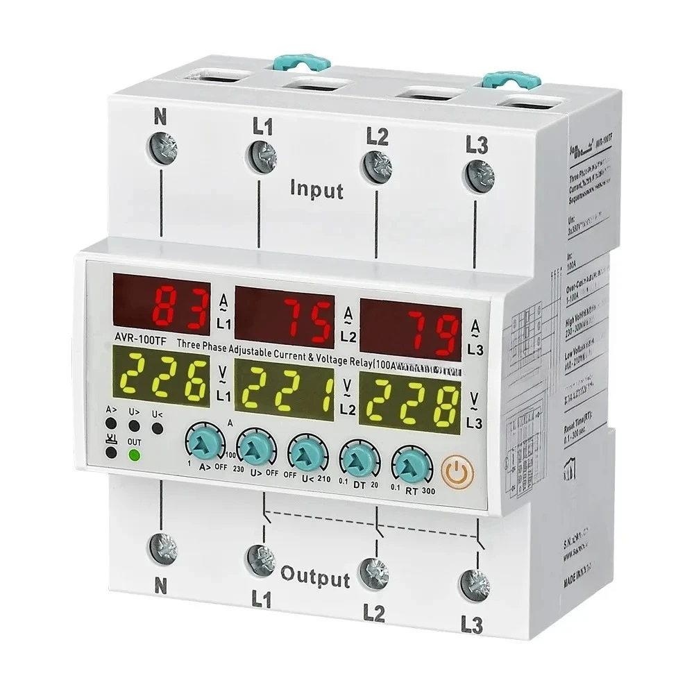 

AVR-XXTF 3x380V+Nuetral Over-current And Voltage Protection Relay 63A,80A,100A