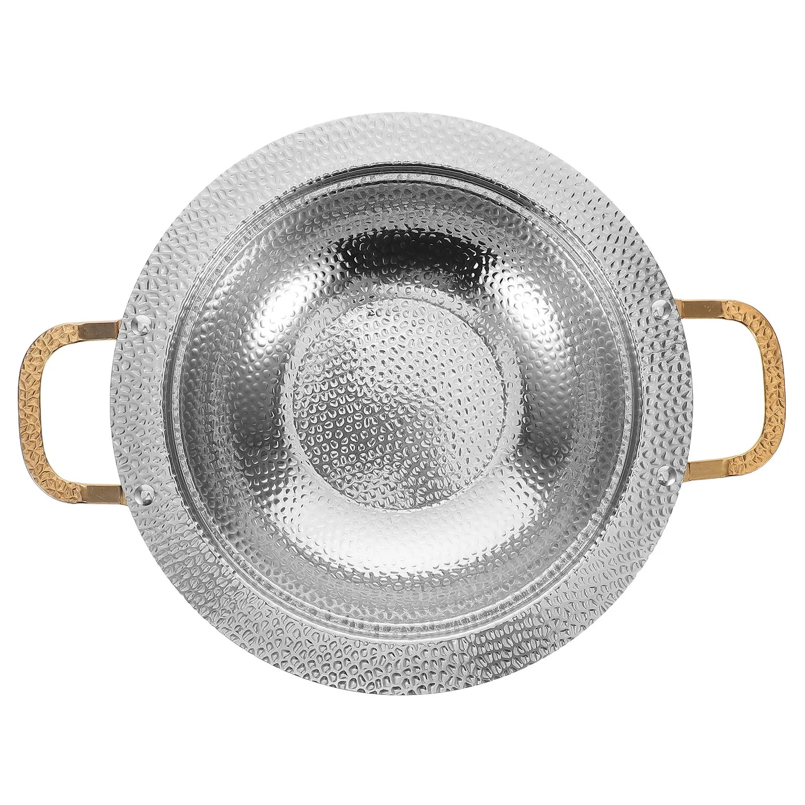 

Outdoor Stainless Steel Dry Pot Double Handle Lightweight Flat Bottom Hot Pot Camping Cookware Efficient Heat Conduction Seafood