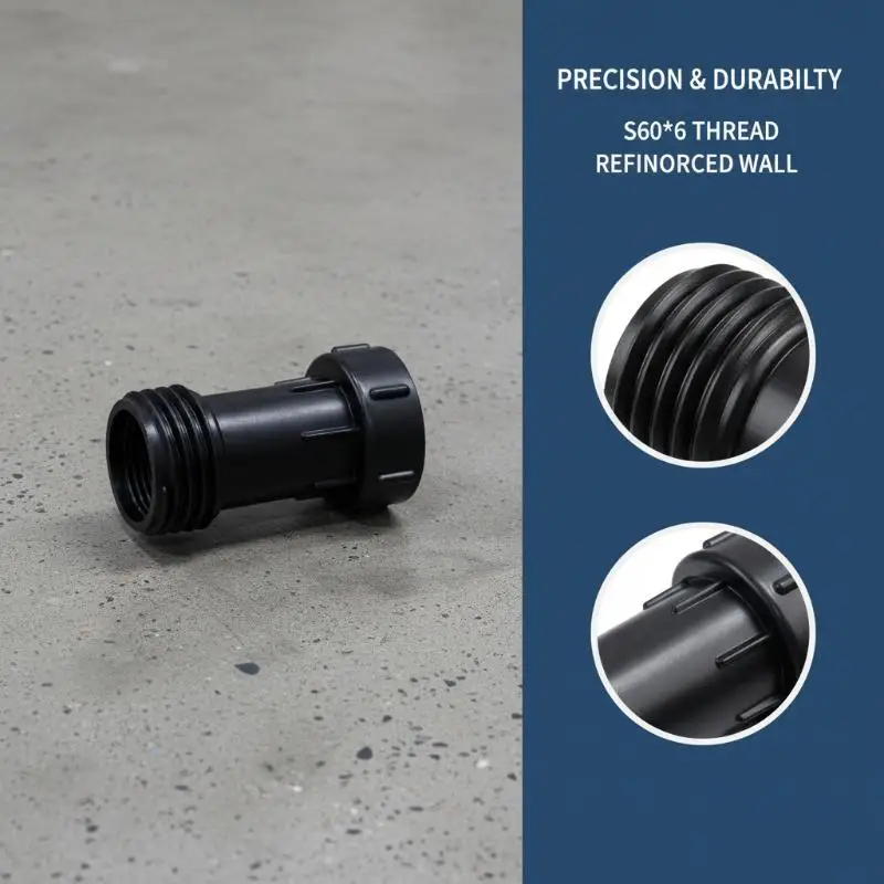 textureS60 To S60 IBC Tank Connector Extension Hose Leakproof 2 Inch Plastic Adapter for Industrial Storage Tanks