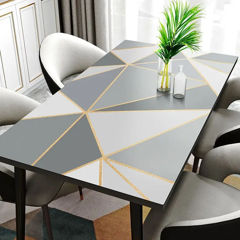 1PCS Geometry Luxury Leather Tablecloth Anti Scald Household Dining Table Mat Waterproof Oil Proof Coffee Table Mat Desk Cover