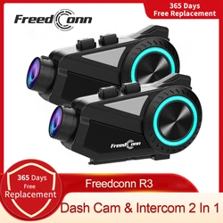 Freedconn R3 Pro Motorcycle Helmet Headset Group Intercom WiFi App 1440P Motorbike Dash Cam Motor Auto DVR