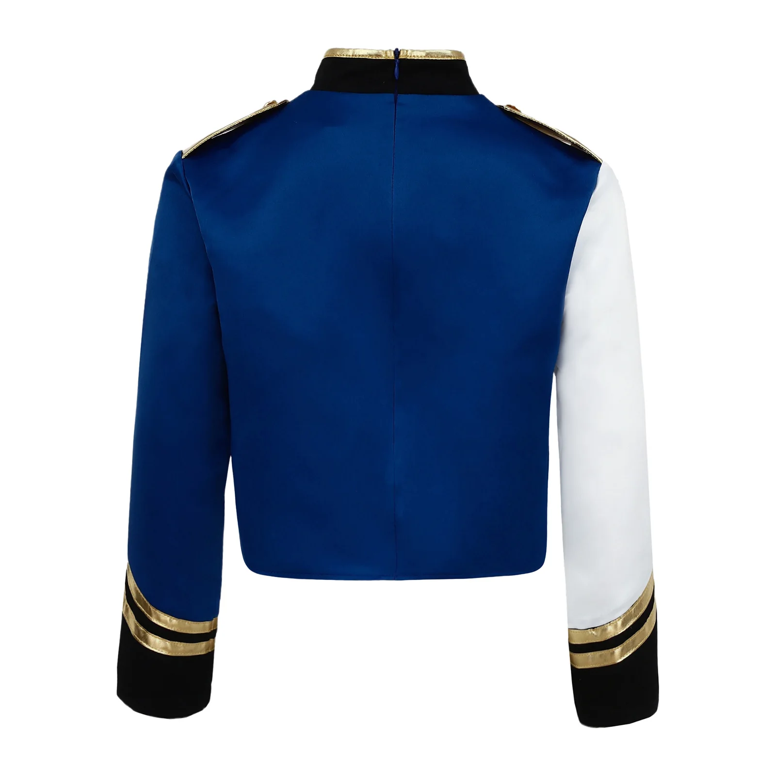 

Детский костюм марширующего оркестра, топы на Хэллоуин, униформа для мальчиков, блестящие металлические блестки, макет шеи, длинные рукава, погоны, пуговицы, платье