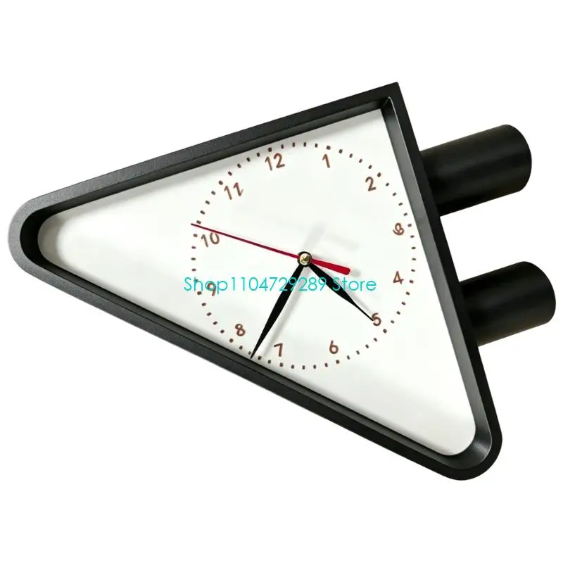 D8KE Triangular Double-Sided Wall Clock with Low-Noise Operation, Side-Mounted Vintages Timepiece for Corridors and Entryways