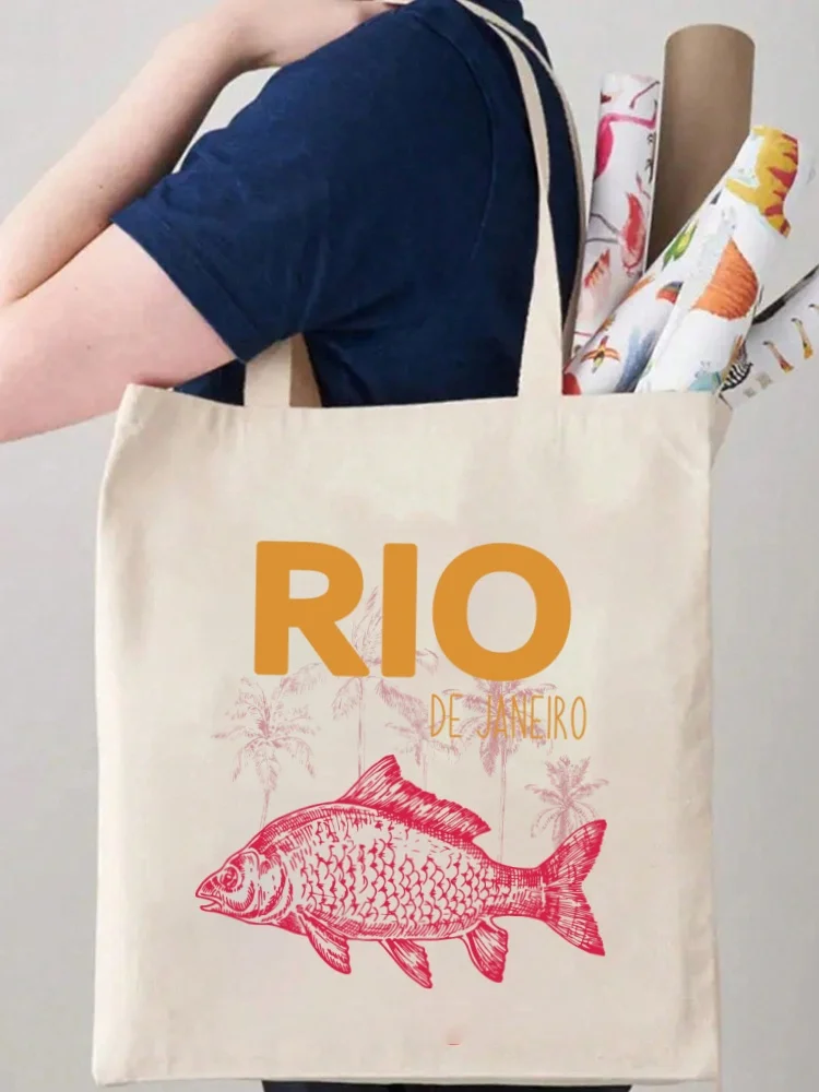 1 قطعة السردين قماش حمل حقيبة المرأة حقائب كتف ريترو فن البوب تصميم دائم طوي حقيبة يد للتسوق لا سستة حقيبة قماش قنب #4