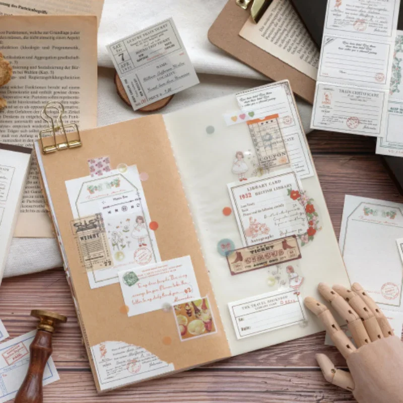 50sheets European Style Retro Sticky Note Portable Scrapbook Decorations Stickers Label Notepad Stationery Journal Decor Sticker