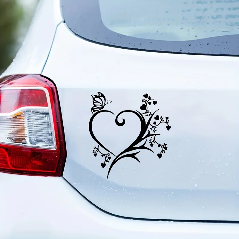 

Elegant Heart & Butterfly Matte Vinyl Decal, Whimsical Decor for Car Windows, Home & Office
