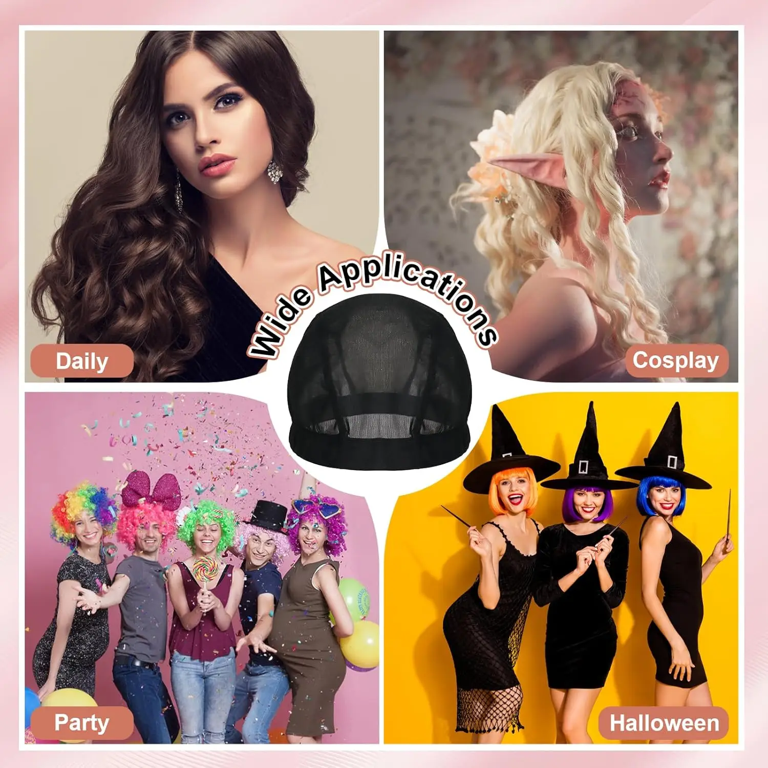6 PCS  MeshBlack Wig Caps for Women, breathable and comfortable ,Stretchable Nylon Net Dome Cap for Wigs Suitable for Daily Life image 5