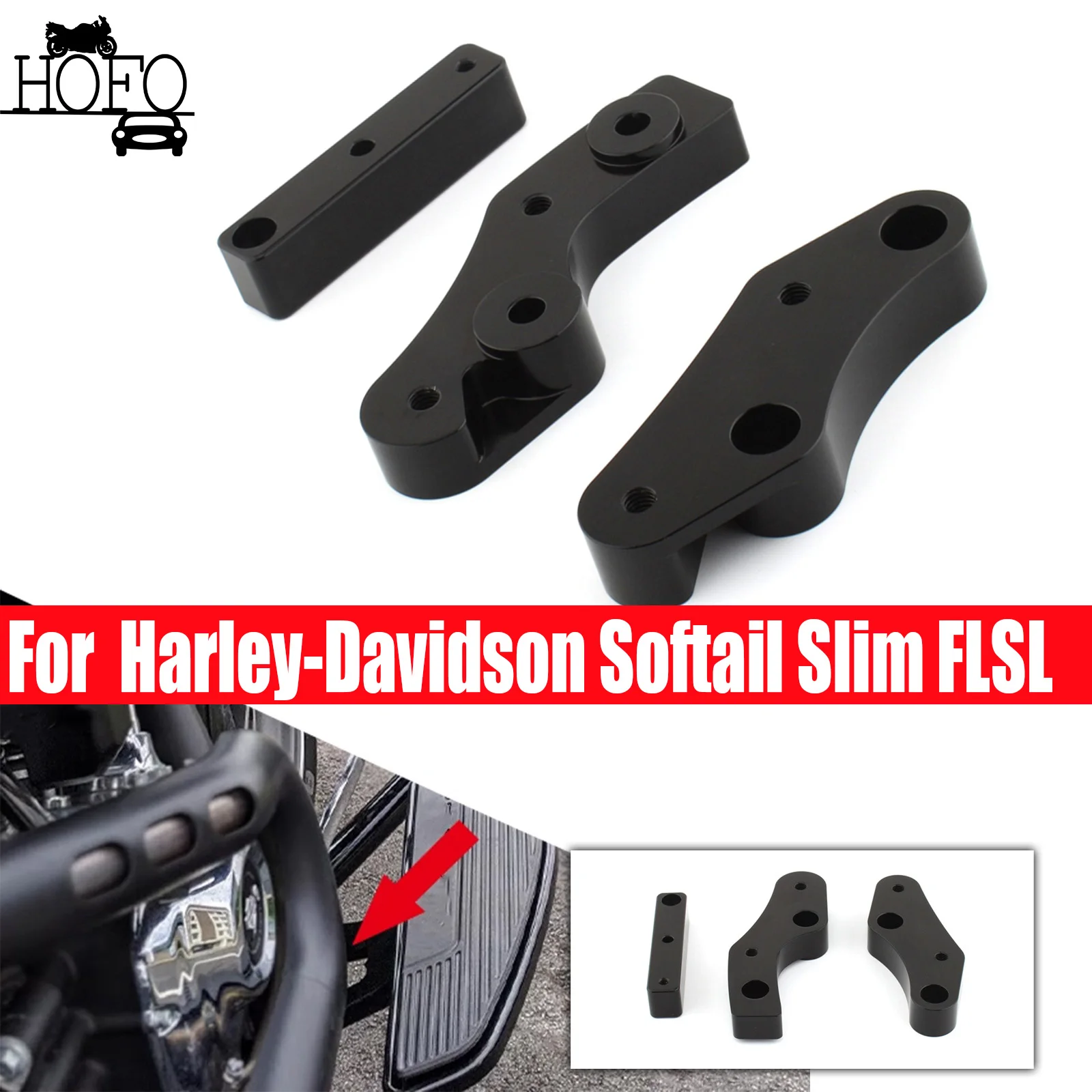 

For Harley-Davidson Softail Slim FLSL 2018-2021 Fat Boy Front Floorboard 1.5in Forward 1in Outward Offset Motorcycle Foot Pegs