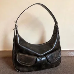 HAEX-Bolso de mano Vintage para mujer, bandolera de PU de estilo coreano, para viaje diario, de gran capacidad, combina con todo