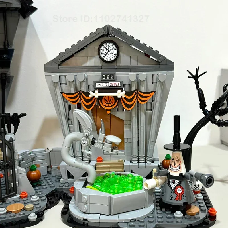 Moc 21351 Nightmare Before Christmas House Building Blocks ชุด Ghost Skeleton Hut Diy อิฐของเล่นเด็กฮาโลวีนของขวัญ