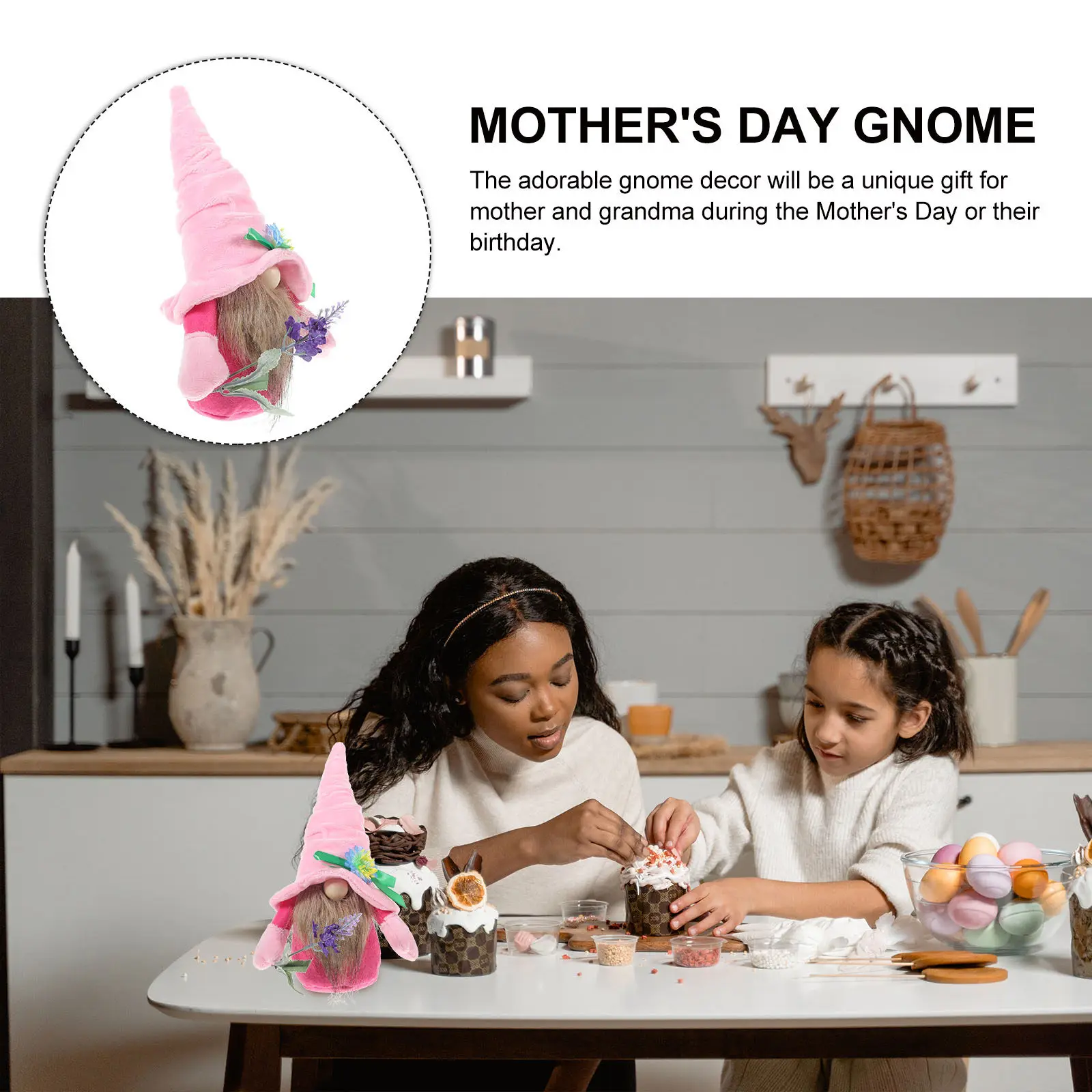 Exquisite Skin-Friendly Gnome Adornment Mother's Day Gift for Mom Grandma Bedroom Desk Table Sofa Fireplace Bookcase Window
