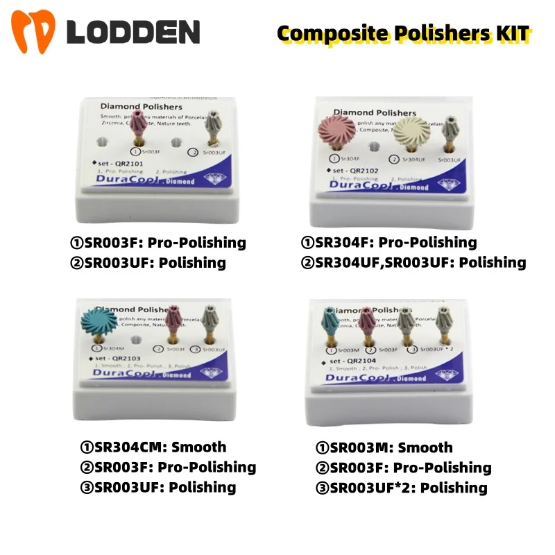 

Dental Composite Polish RA Grinding Tools Kit QR2101/QR2102/QR2103/QR2104 for 2.35mm Low Speed handpiece