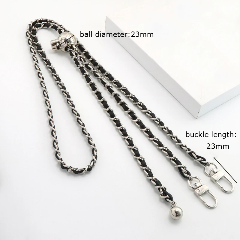 120cm Adjustable Bag Chain Replacement Golden Ball Crossbody Handbag Straps Leather&Metal Shoulder Bag Chains Bag Accessories