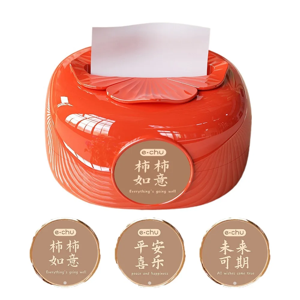 

Chinese Style Persimmon Tissue Box Reusable Napkin Dispenser Spring Drawn Paper Box Napkin Storage Case Creative