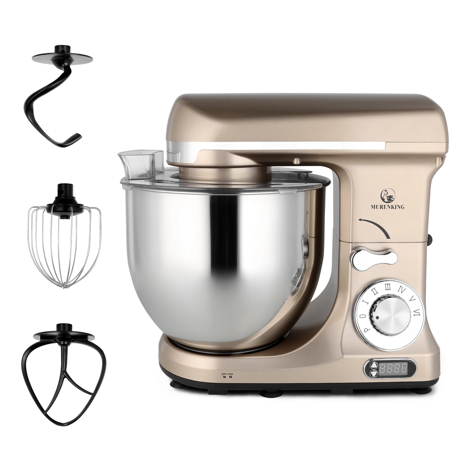 Stand Mixer 6QT Electric Food Mixer 6Speeds Kitchen Mixer for Daily Use with Egg Whisk Dough Hook Flat Beater