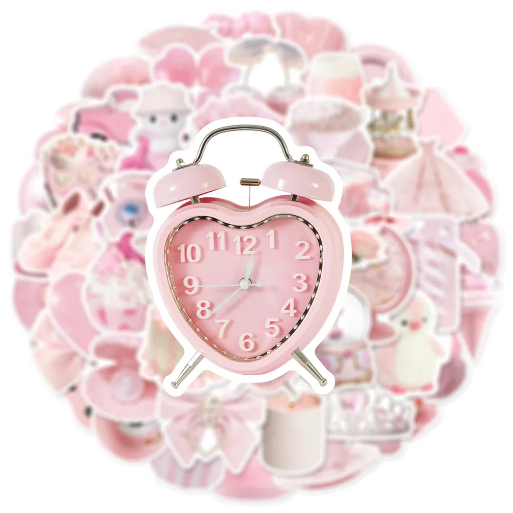 50PCS einfache süße rosa Sweety Girl Stil Graffiti Aufkleber für Fahrrad Hand Konto Federmäppchen Aufkleber
