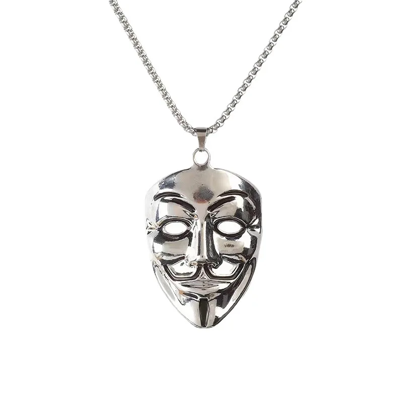 Moive Jewelry V for Vendetta Anonymous Mask Hip Hop Pendant Hacker Mask Alloy Keychain Fashion Gaes Chaveiro