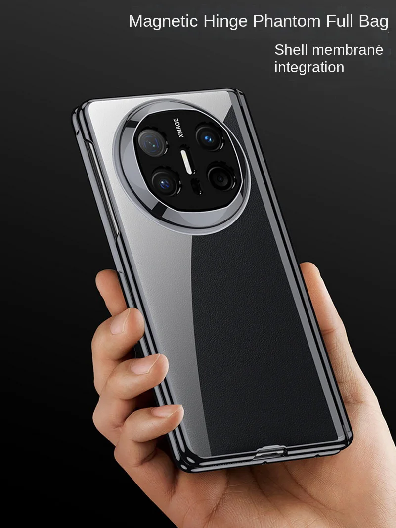 

Electroplated Frame Transparent Magnetic Hinge Glass Protective Film Case For Huawei Mate X6 Mate X5 X3 Camera Protect Cover