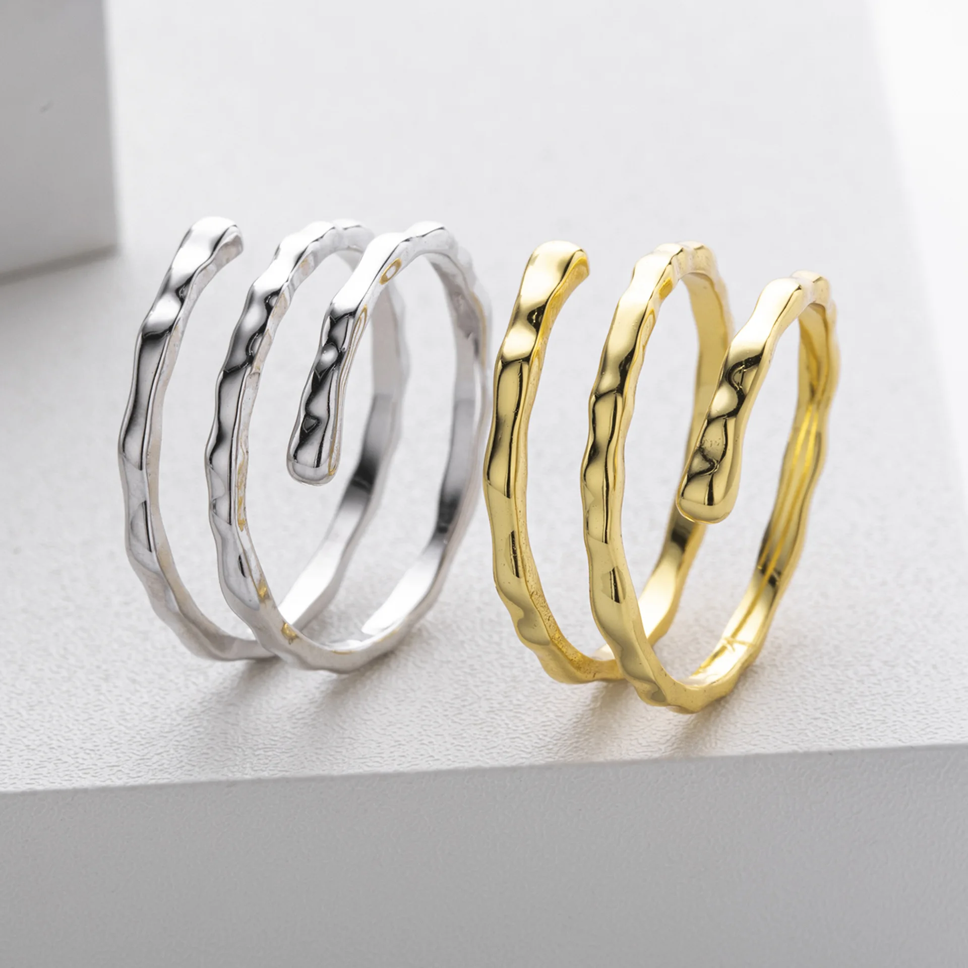 Withered Elegant Party Jewelry Rings Women's Ring S925 Sterling Silver Ring Fashionable Multi-layer Pleated Ring