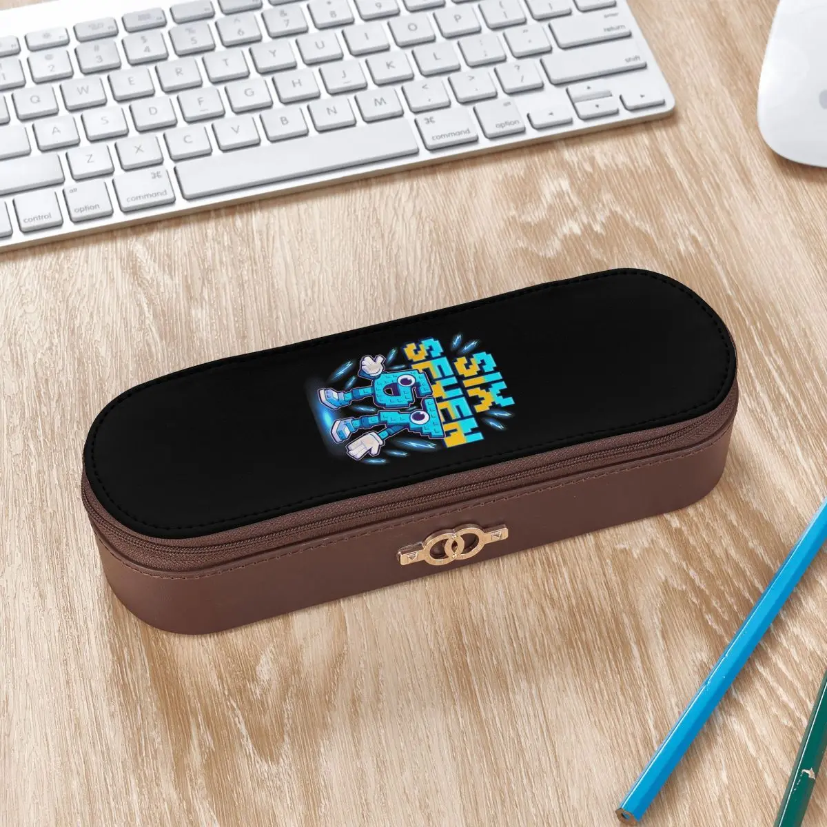 Number 67 Building Blocks PrintLeather Pencil Cases Pencil Pouch Storage Stationery Supplies Pen Box Pencil Bag for Kids Gifts