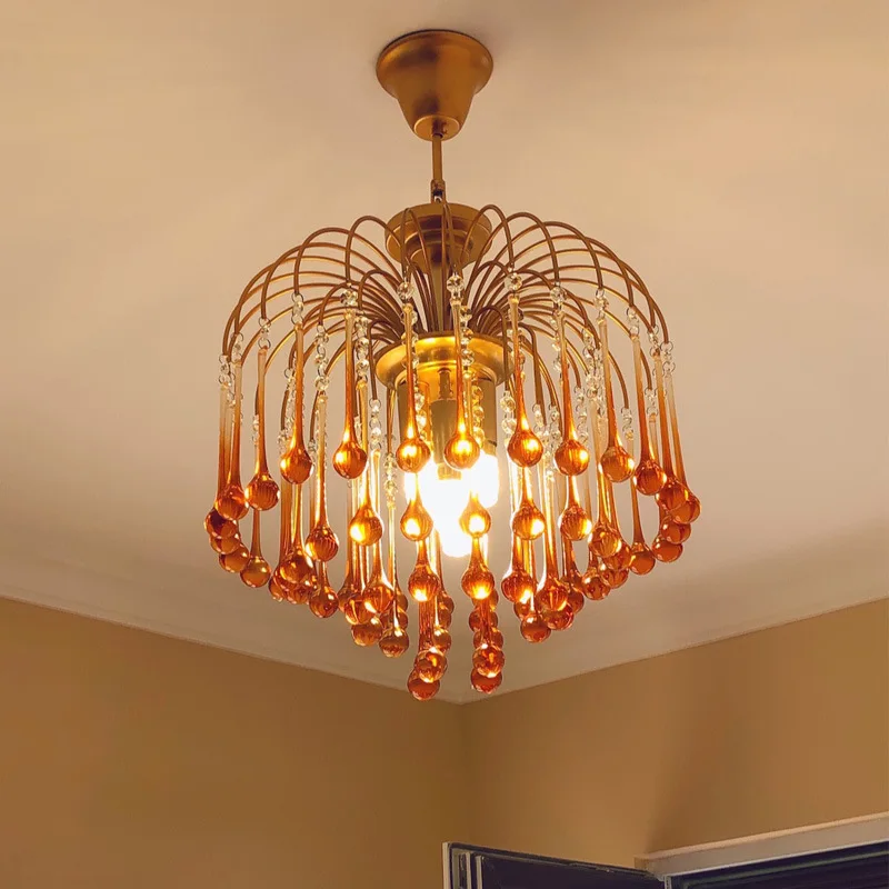 مطلي بالنحاس بالكامل، ما بعد الحداثة، فاخر خفيف، كريستال، غرفة المعيشة، غرفة الطعام، الثريا، غرفة النوم، إبداعي، مائي #2