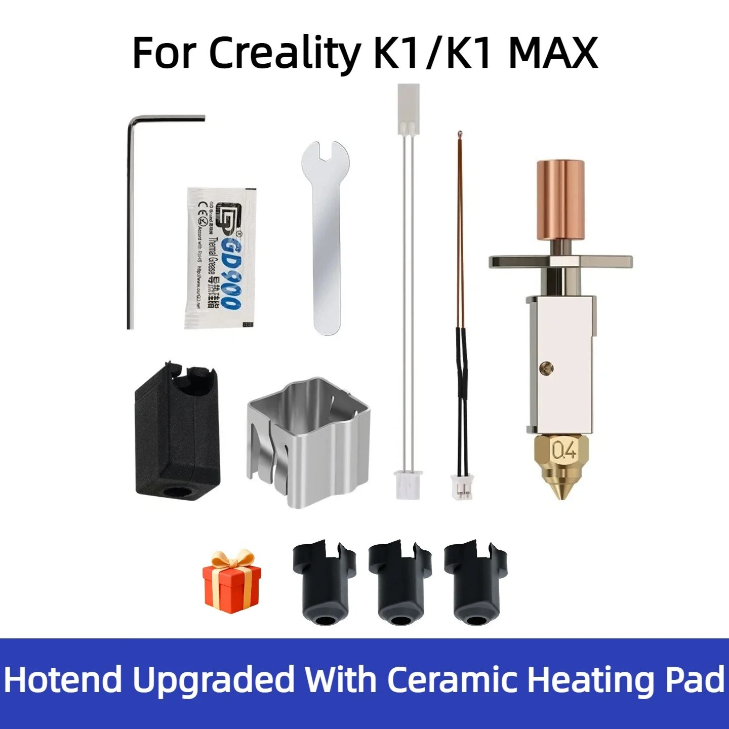 

For Creality K1/K1Max 3D Printer Parts Ceramic Hotend High Flow Nozzle Extruder Head Kit Ceramic Heating Pad Upgrade Hotend Kit