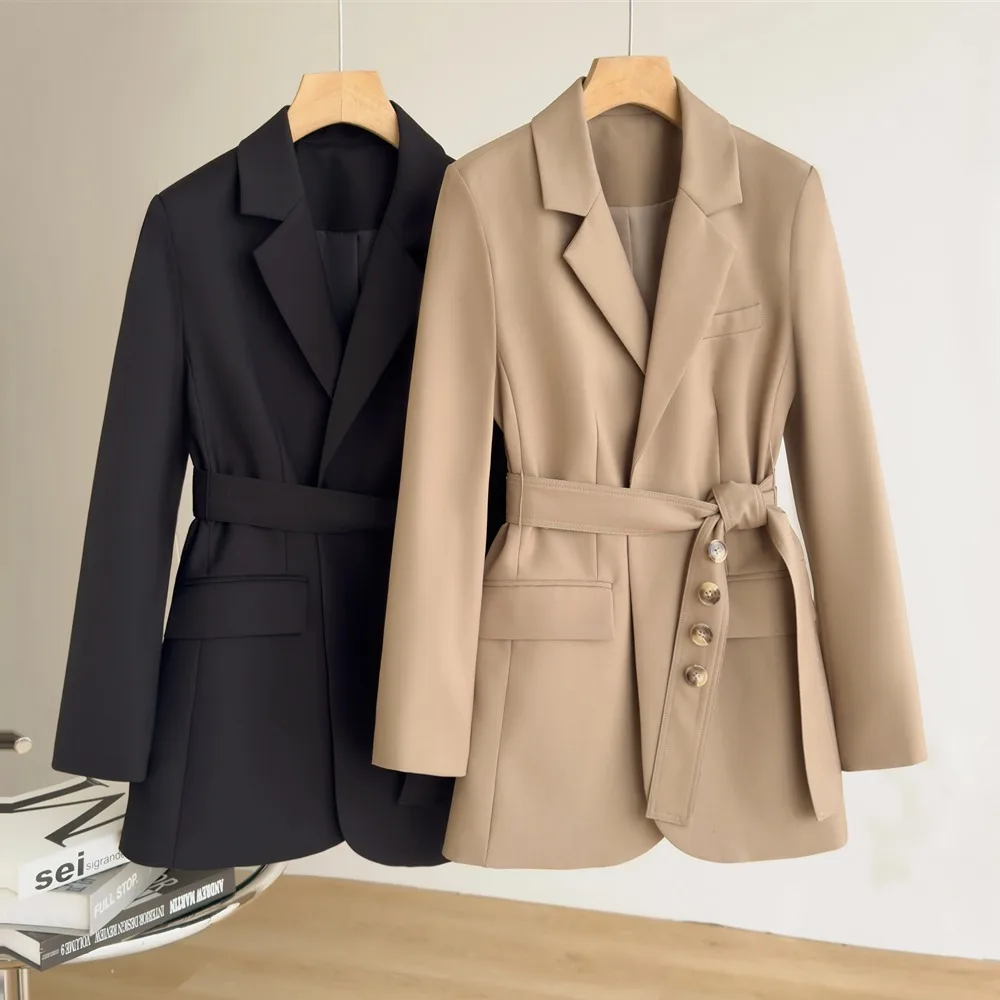 

Женский шерстяной костюм-пиджак Shanghai Endi с поясом, осенняя коллекция, для офиса, тонкий, стандартный крой