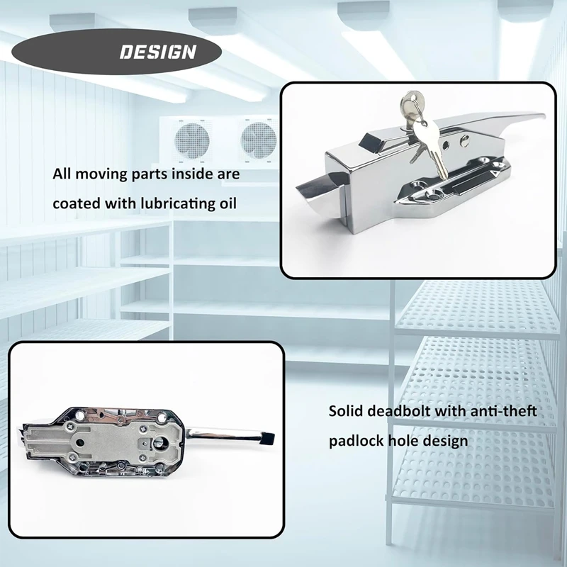 Pestillos de puerta de congelador, Kit de congelador resistente con llave y varilla de empuje de Metal sólido, duradero
