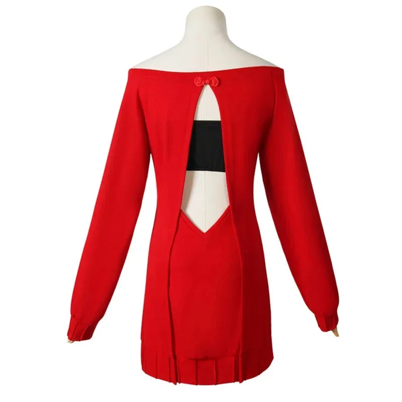 CosplayAnime espía x familia Yor L53RV3G6 Forger disfraces de Cosplay vestido de suéter rojo ropa Casual peluca trenzada negra disfraz de Halloween F