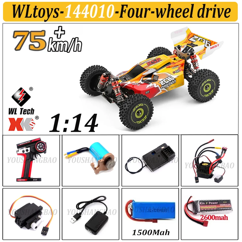 

WLtoys 144016 144001 144010 High-speed Racing Car 2.4G Remote Control Car with Speeds of 35/60/75 Km/h Off-road Drifting Car