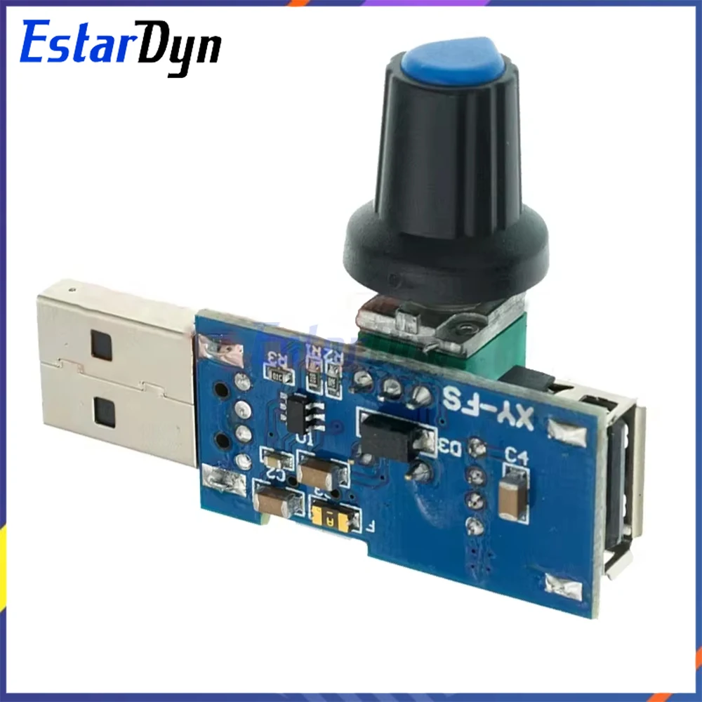PWM USB Fan Speed Controller 5V, 3-Pin 4-Pin Governor Module with Mute Function for PC Case CPU Cooler Desk Fan Cooling