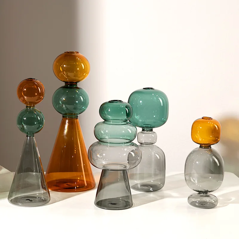 European Simple Colored Glass Creative Vase Ornament تحف كبيره للمنزل В Скандинавском Стиле Floreros Altos Room Decor 2026